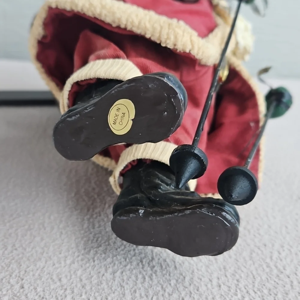 Traditions Fabric Mache Skiing Santa Claus Christmas Decor Figurine Vintage 10